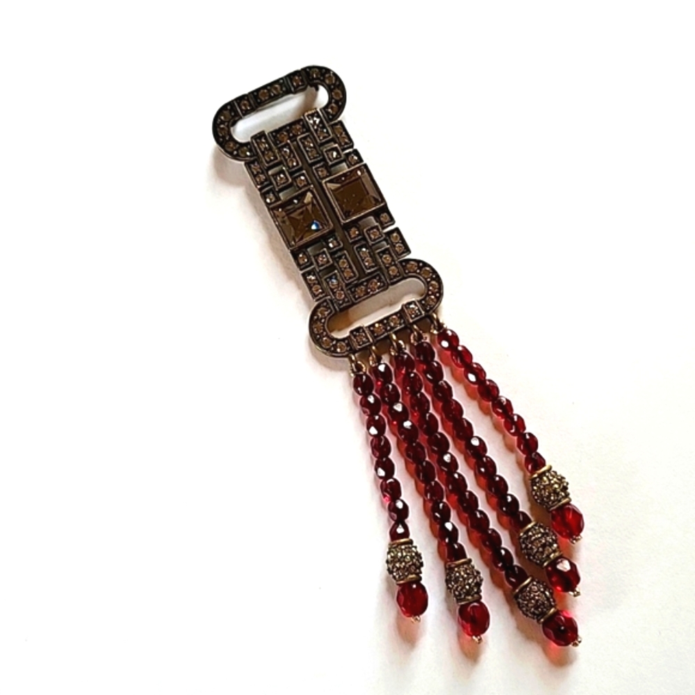 Vintage Utc China Designed Brooch With Crystals A… - image 1